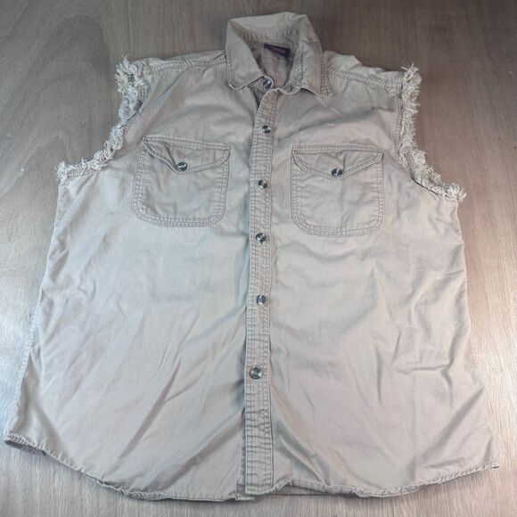 Biker’s Edge “Driven by the Spirit” Brown/Tan Cutoff Vest XXL Vintage 2000s - Picture 2 of 5